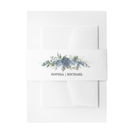 Cintas Para Invitaciones Elegante Boda Floral Azul Polvoriento 