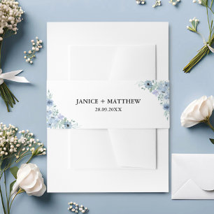 Cintas Para Invitaciones Elegante boda floral azul polvoriento