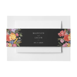 Cintas Para Invitaciones Elegante Boda floral Boho Black Dutch