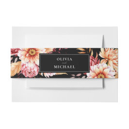 Cintas Para Invitaciones Elegante Boda Floral Boho Chic Negro