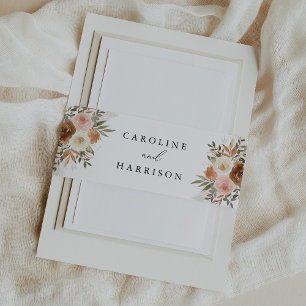 Cintas Para Invitaciones Elegante Boda Floral Boho Terracotta