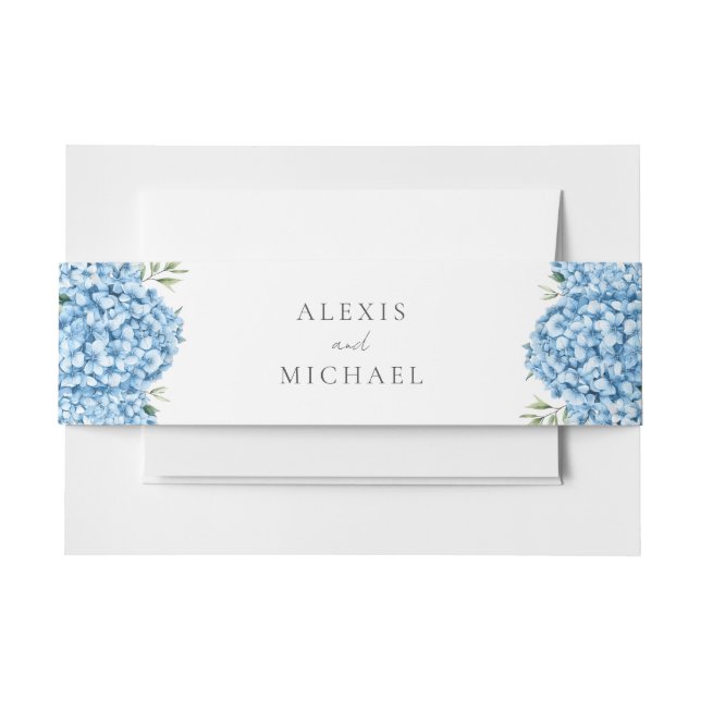 Cintas Para Invitaciones Elegante Boda floral de Hydrangea azul (Anverso Ejemplo)