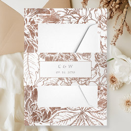 Cintas Para Invitaciones Elegante Boda floral de Mocha Brown