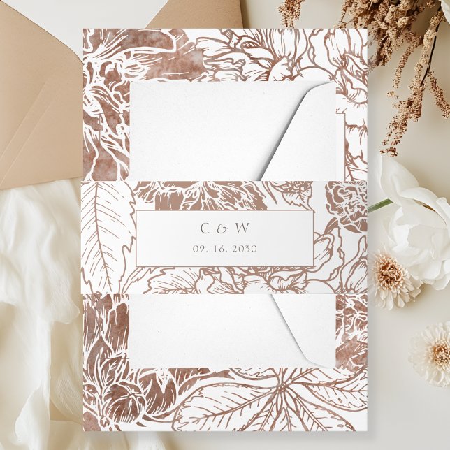 Cintas Para Invitaciones Elegante Boda floral de Mocha Brown (Subido por el creador)