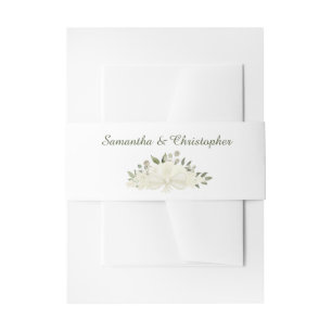 Cintas Para Invitaciones Elegante Boda Floral de Moda Boho de Roses Blancas