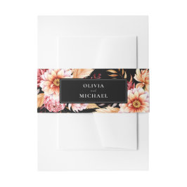 Cintas Para Invitaciones Elegante Boda floral de Moda de Boho negro