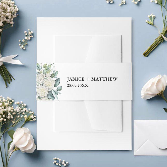 Cintas Para Invitaciones Elegante Boda floral de rosa blanca (Subido por el creador)