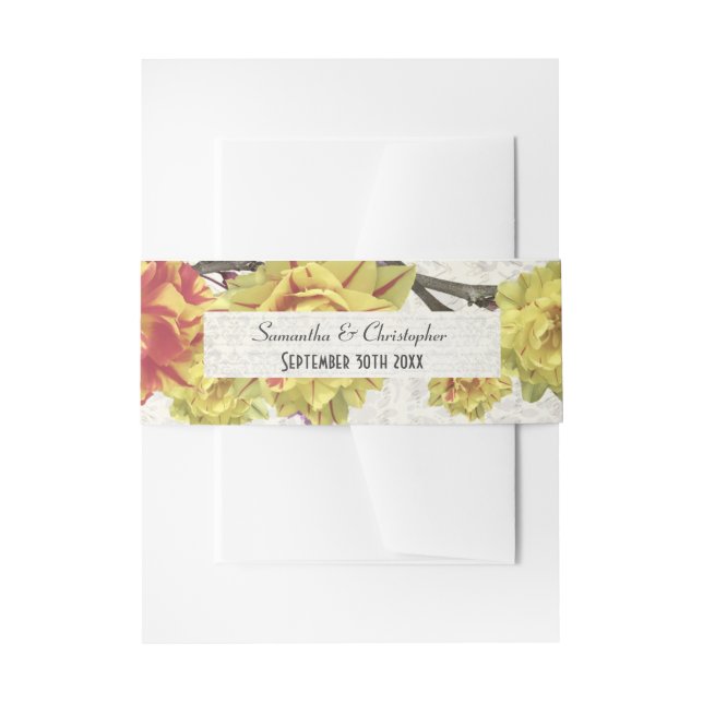Cintas Para Invitaciones Elegante boda floral de tulipán amarillo (Anverso Ejemplo)