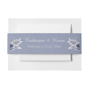 Cintas Para Invitaciones Elegante Boda Floral Dusty Azul