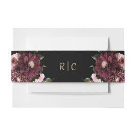 Cintas Para Invitaciones Elegante Boda floral negro de Borgoña