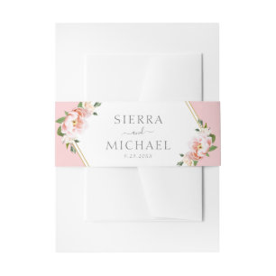 Cintas Para Invitaciones Elegante Boda floral Rubor rosado de oro