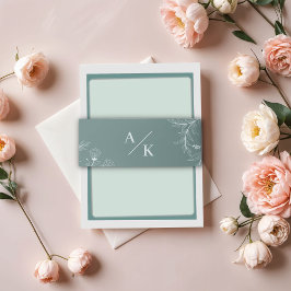 Cintas Para Invitaciones Elegante Boda floral Verde azulado