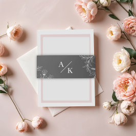 Cintas Para Invitaciones Elegante Boda Gris de Humo Floral