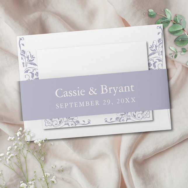 Cintas Para Invitaciones Elegante Boda Lavendar Purple francés Lilac (Elegant lavendar purple belly bands for french lilac theme wedding invtitation suite stationery)
