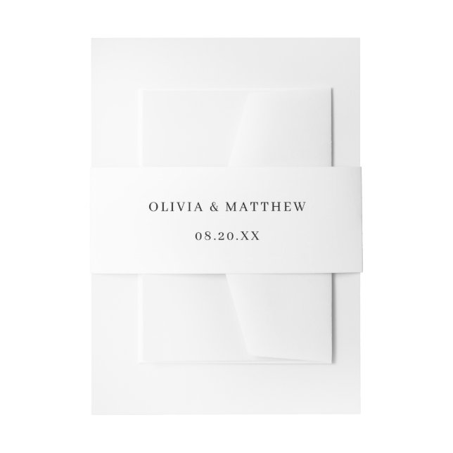 Cintas Para Invitaciones Elegante Boda Minimalista clásico blanco (Anverso Ejemplo)