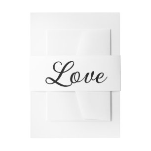 Cintas Para Invitaciones Elegante Boda Minimalista de Amor en Blanco y Negr