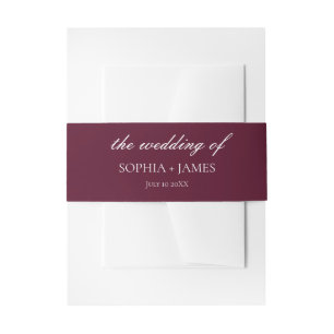 Cintas Para Invitaciones Elegante Boda Minimalista de Borgoña