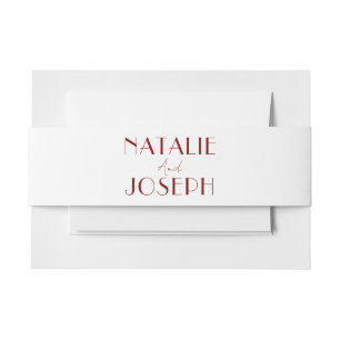 Cintas Para Invitaciones Elegante Boda Minimalista de Burgundy Blanco Profu