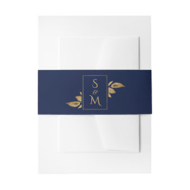 Cintas Para Invitaciones Elegante Boda minimalista de la Marina de Foliage 