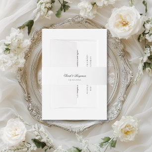 Cintas Para Invitaciones Elegante Boda Minimalista sencillo guion negro