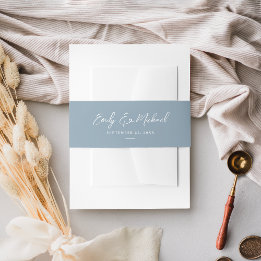 Cintas Para Invitaciones Elegante Boda mínimo de guion azul turbio