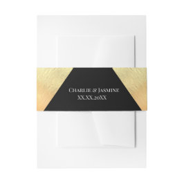 Cintas Para Invitaciones Elegante Boda Moderna de Hoja de Oro y Negro