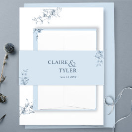 Cintas Para Invitaciones Elegante Boda Moderna y Mínima en Azul Polvoriento