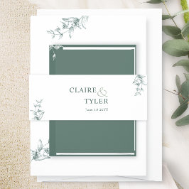 Cintas Para Invitaciones Elegante Boda Moderna y Minimalista Verde
