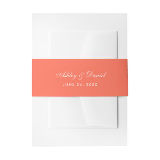 Cintas Para Invitaciones Elegante Boda moderno de coral y blanco