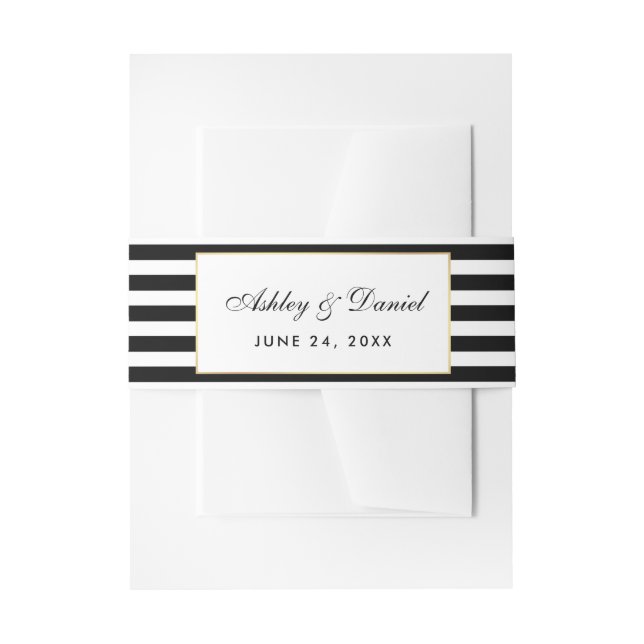 Cintas Para Invitaciones Elegante Boda moderno negro y blanco S (Anverso Ejemplo)
