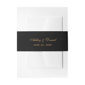 Cintas Para Invitaciones Elegante Boda moderno negro y oro