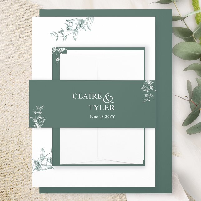 Cintas Para Invitaciones Elegante Boda moderno y minimalista de color verde (Subido por el creador)