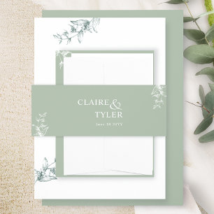 Cintas Para Invitaciones Elegante Boda moderno y minimalista verde pálido