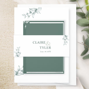 Cintas Para Invitaciones Elegante Boda moderno y verde minimalista