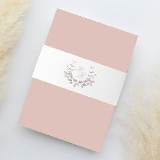 Cintas Para Invitaciones Elegante Boda Monograma Laurel Leaf