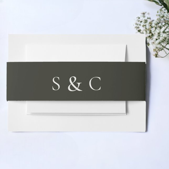 Cintas Para Invitaciones Elegante Boda Monogramada (Elegant Wedding Monogrammed Invitation Belly Bands from Ricaso)