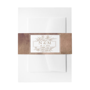 Cintas Para Invitaciones Elegante Boda Monogramado de color de agua de los