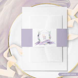 Cintas Para Invitaciones Elegante Boda Monogramado de Lavanda Púrpura