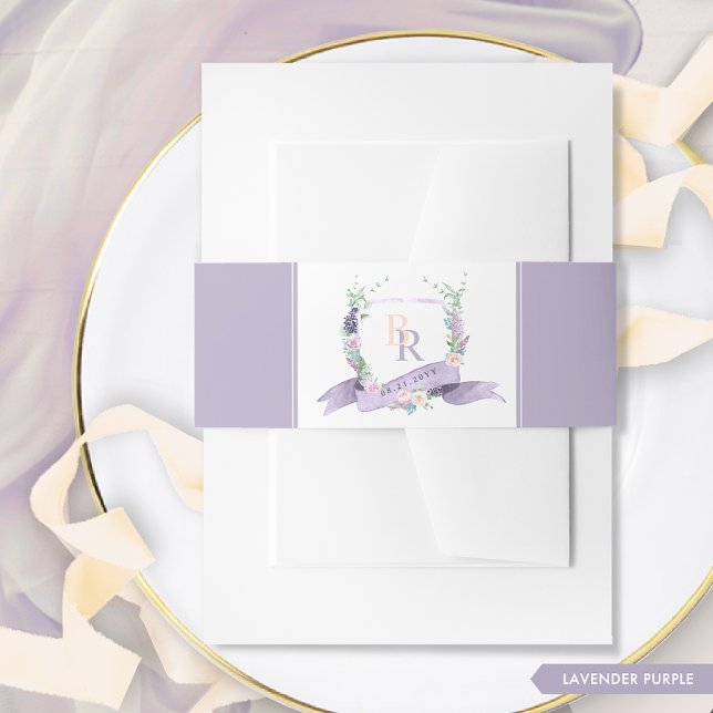 Cintas Para Invitaciones Elegante Boda Monogramado de Lavanda Púrpura (Subido por el creador)