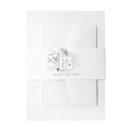 Cintas Para Invitaciones Elegante Boda Monogramado de Verdor