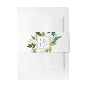 Cintas Para Invitaciones Elegante Boda Monogramado Floral Blanco