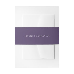 Cintas Para Invitaciones Elegante Boda morado oscuro y blanco