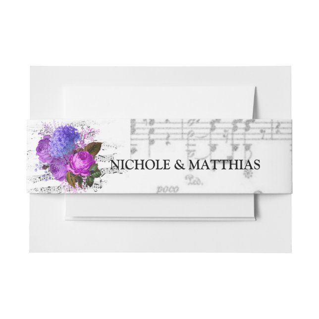 Cintas Para Invitaciones Elegante Boda musical floral (Anverso Ejemplo)
