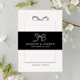 Cintas Para Invitaciones Elegante Boda negro y blanco