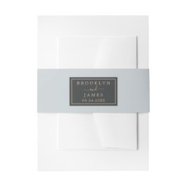 Cintas Para Invitaciones Elegante Boda negro y gris azul