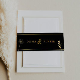 Cintas Para Invitaciones Elegante Boda negro y oro