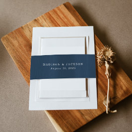 Cintas Para Invitaciones Elegante Boda Personalizada con Acuarela Azul Mari