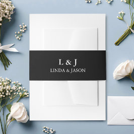 Cintas Para Invitaciones Elegante Boda Personalizada con Caligrafía Negra