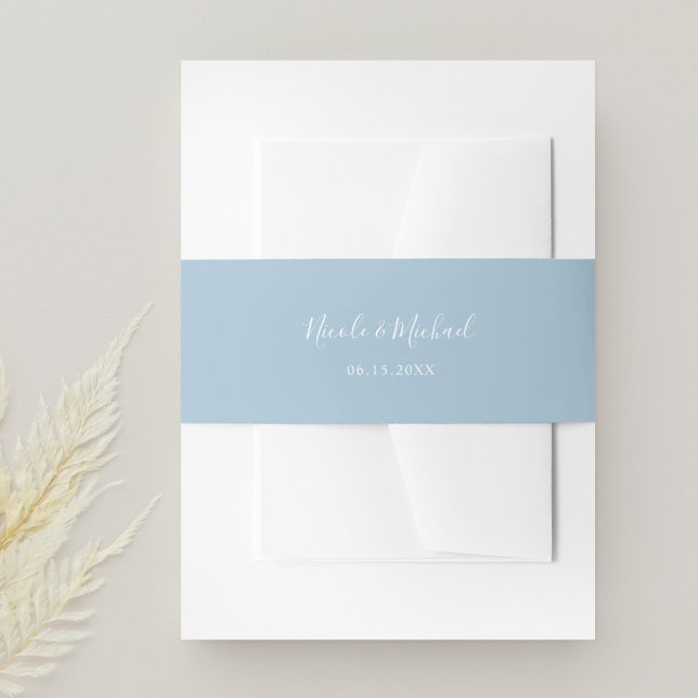 Cintas Para Invitaciones Elegante Boda personalizado azul turbio (Subido por el creador)