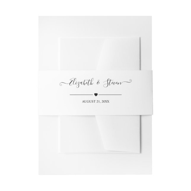 Cintas Para Invitaciones Elegante Boda personalizado de caligrafía negra (Anverso Ejemplo)